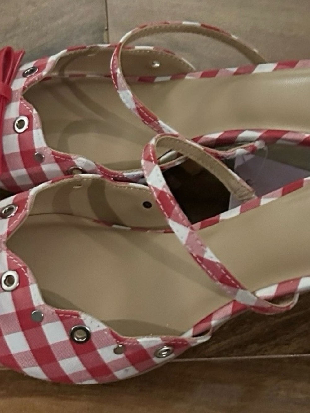 wild fable Red and White Gingham Pointed-Toe Slip-On Flats - Picture 2 of 6